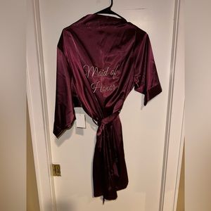 Brand new maroon satin maid of honor robe.